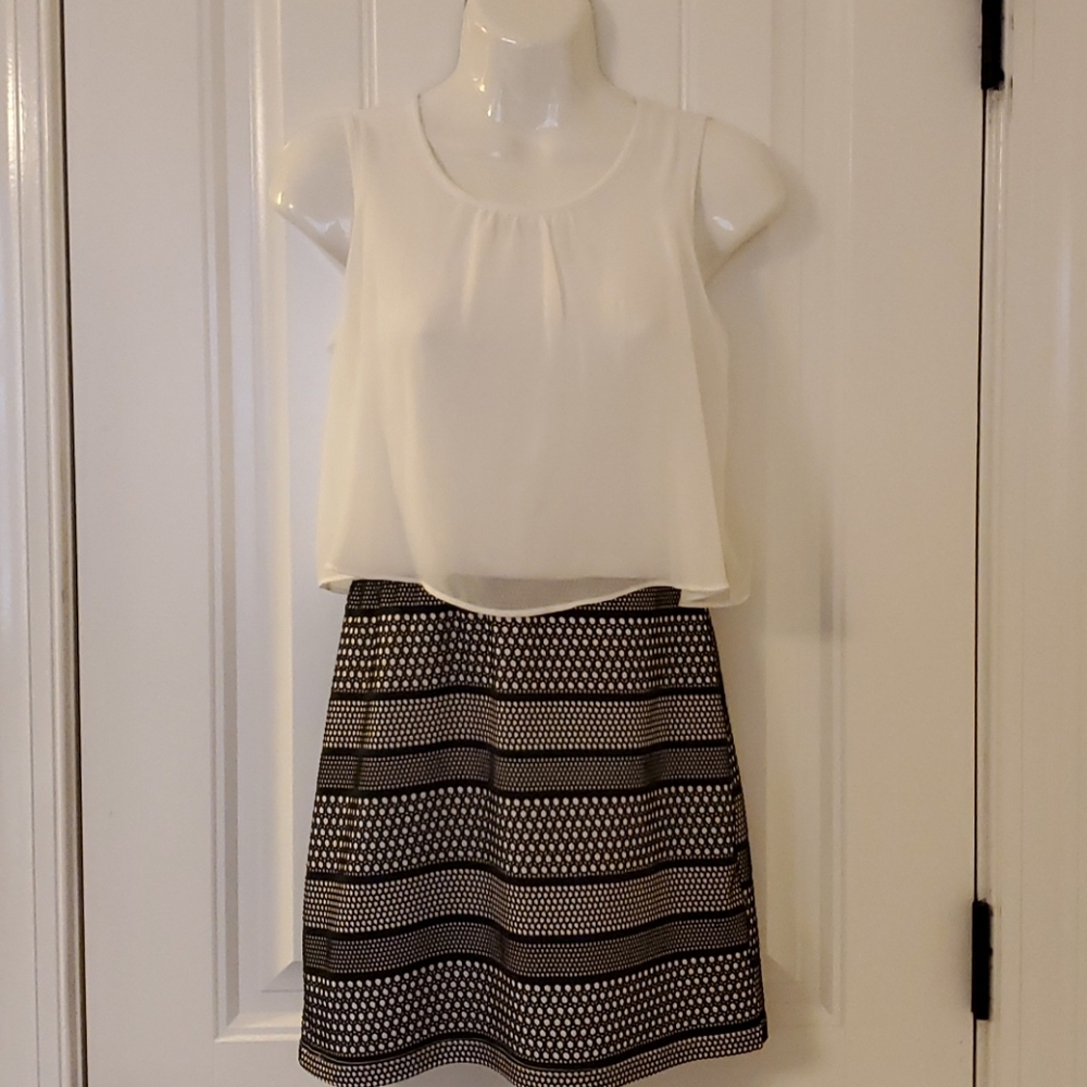 Black and off white dress